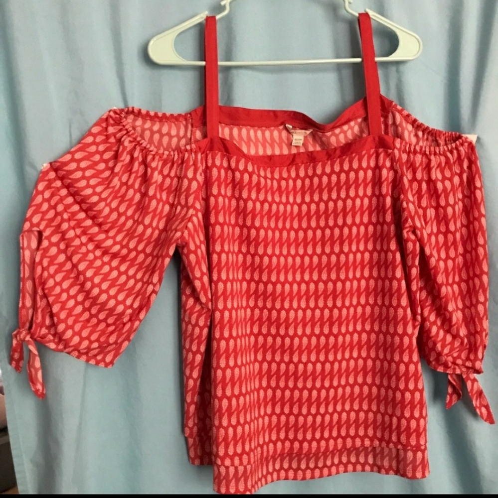 Women’s Off-Shoulder Red Patterned Blouse